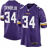 Nike Men & Women & Youth Vikings #34 Sende Jo Purple Team Color Game Jersey,baseball caps,new era cap wholesale,wholesale hats